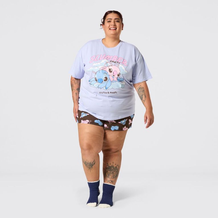 Stitch Boxy Tee and Short Pyjama Set, Blue Light, hi-res
