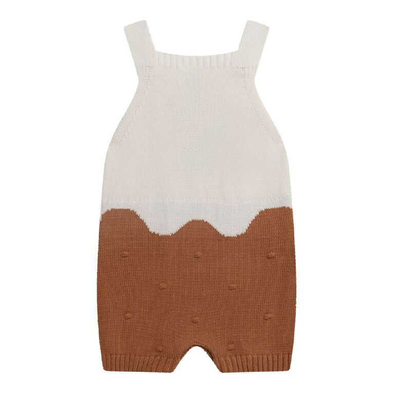 Young Original Babies' Christmas Pudding Knitted Romper, Brown Mid, hi-res