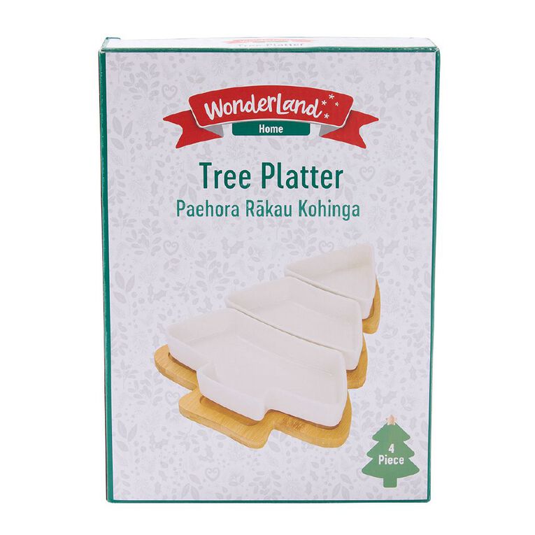 Wonderland Home Christmas Tree Platter and Cheese Board White 4 Piece, , hi-res