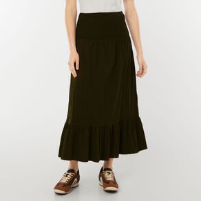 H&H Women's Shirred Waist Dobby Maxi