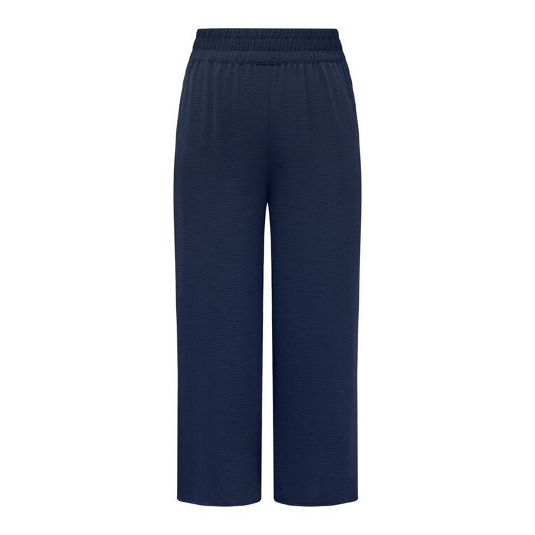 H&H Curve Women's Shirred Waist Wide Leg Pants, Navy, hi-res