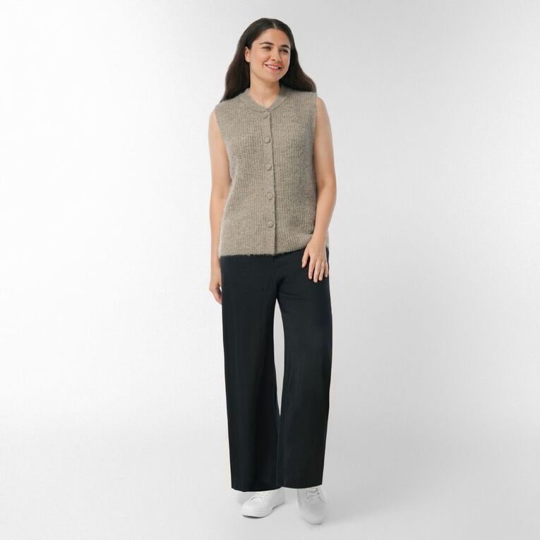 H&H Women's Sleeveless Boucle Knitted Vest, Cream, hi-res