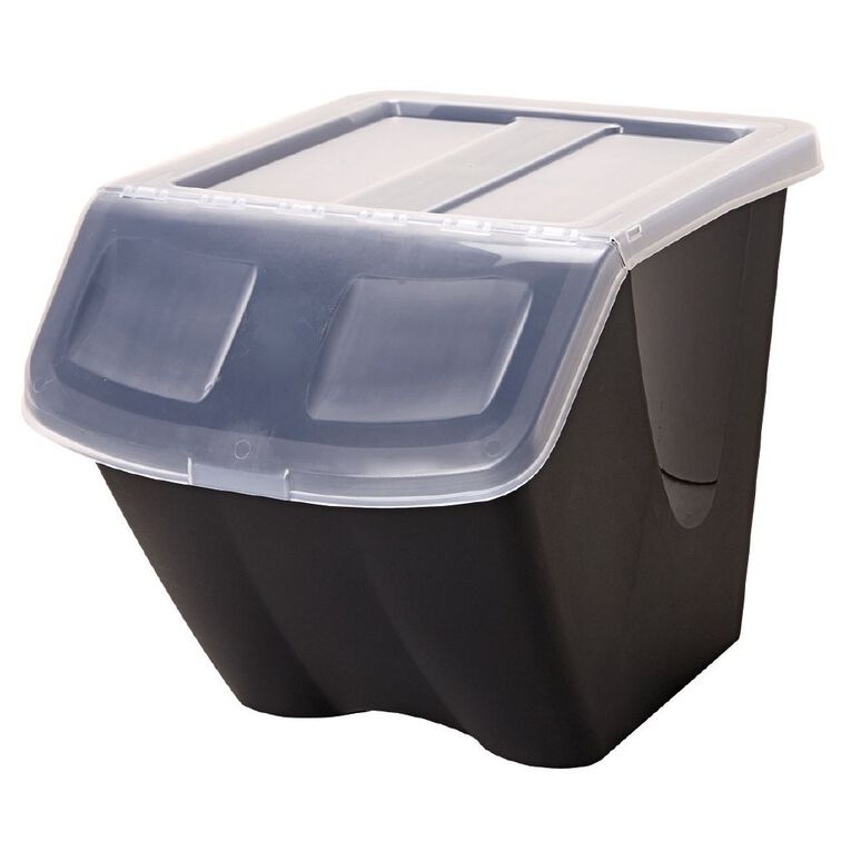 Taurus Stackable Shutter Bin Black 38L, , hi-res