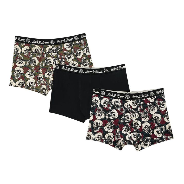 H&H Men's Trunks 3 Pack, Black/Green, hi-res