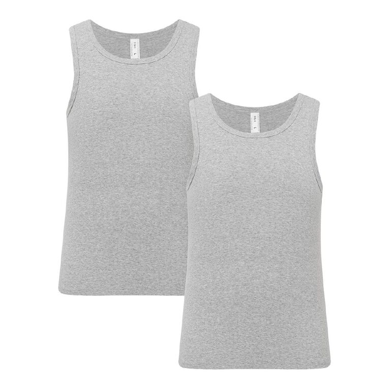 H&H Men's Singlet 2 Pack, Grey Marle, hi-res