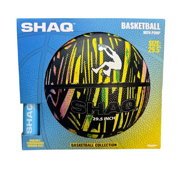Shaq Rubber Basketball with Pump 29.5 Inches Size 7 Multi-Coloured, , hi-res