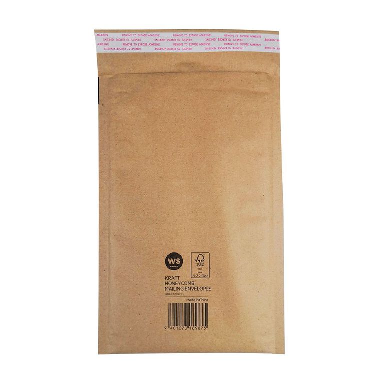 WS Kraft Honeycomb Mailing Envelopes 8in x 12in 70gsm, , hi-res