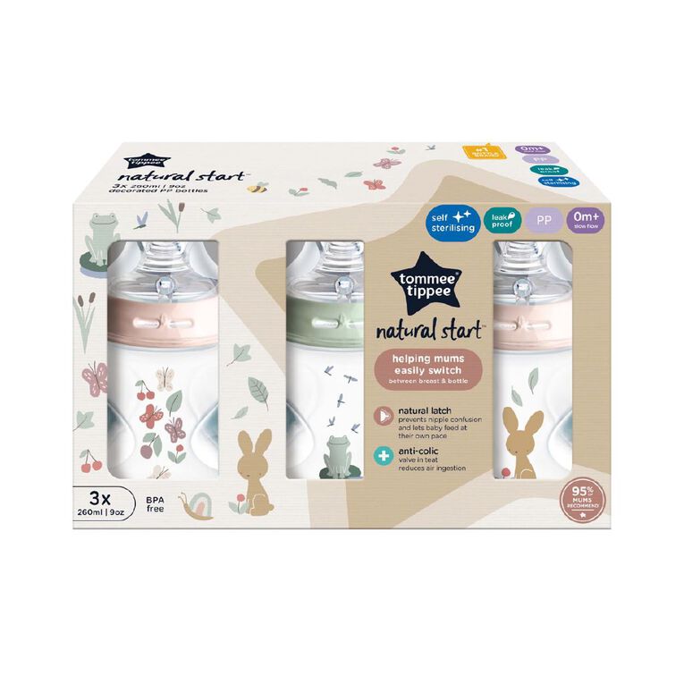 Tommee Tippee Natural Start 3X 260ml PP Bottles Girl, , hi-res