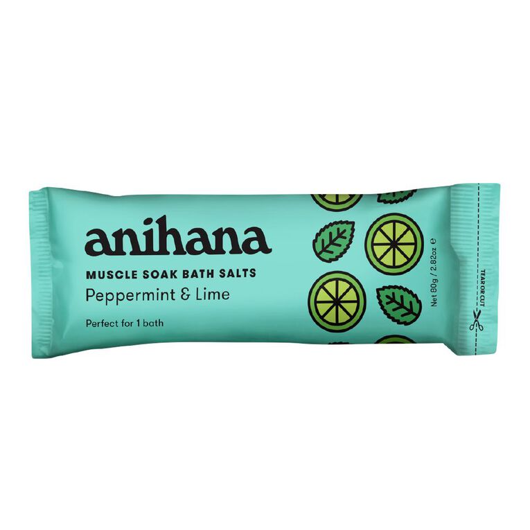 Anihana Muscle Soak Bath Salts Peppermint And Lime 80g, , hi-res