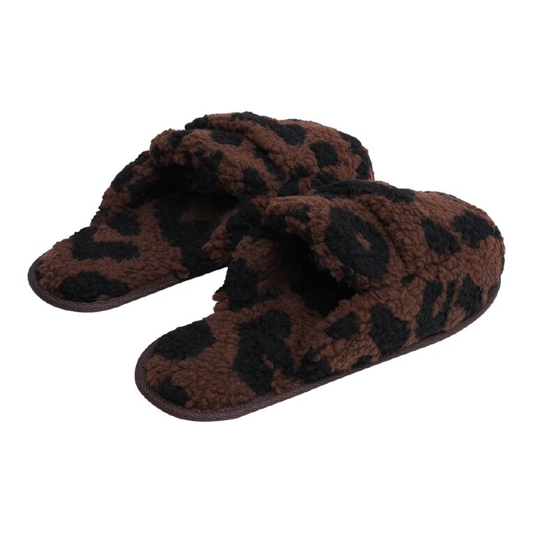 H&H Women's Betty Scuff Slippers, Brown Mid, hi-res