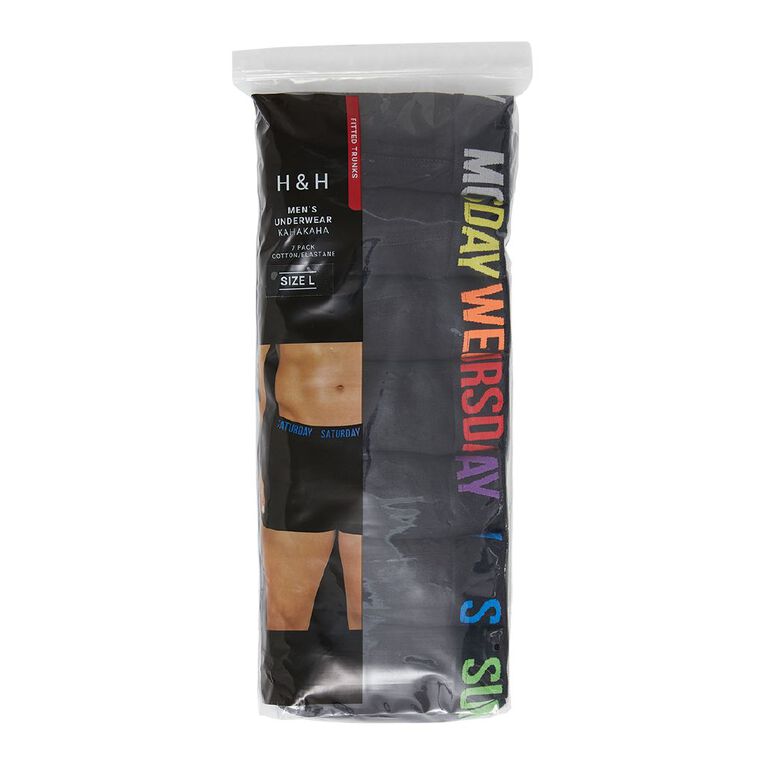 H&H Men's Trunks 7 Pack, Black WEEKDAYS, hi-res