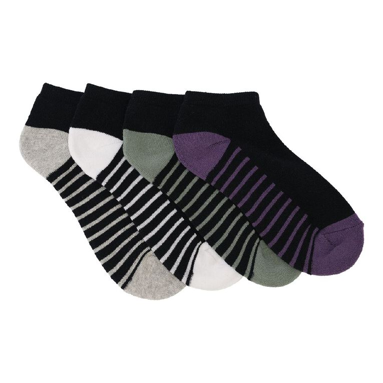 Active Intent Women's Low Crew Cushioned Sport Socks 4 Pack, Black W25 PUMP, hi-res