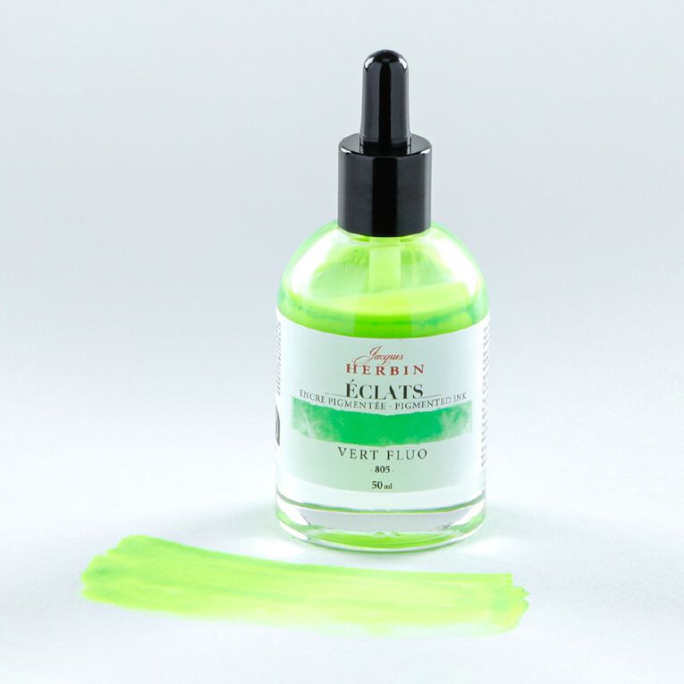 Jacques Herbin Eclats Pigmented Ink Fluoro Green 50ml, , hi-res