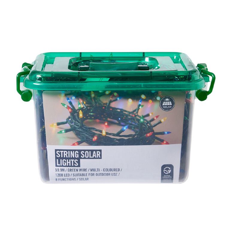 Solar Fairy Lights Green Wire Multicolor 1200 LED 59.9M, , hi-res