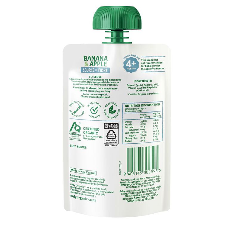 Only Organic Banana & Apple 4+ Months, , hi-res