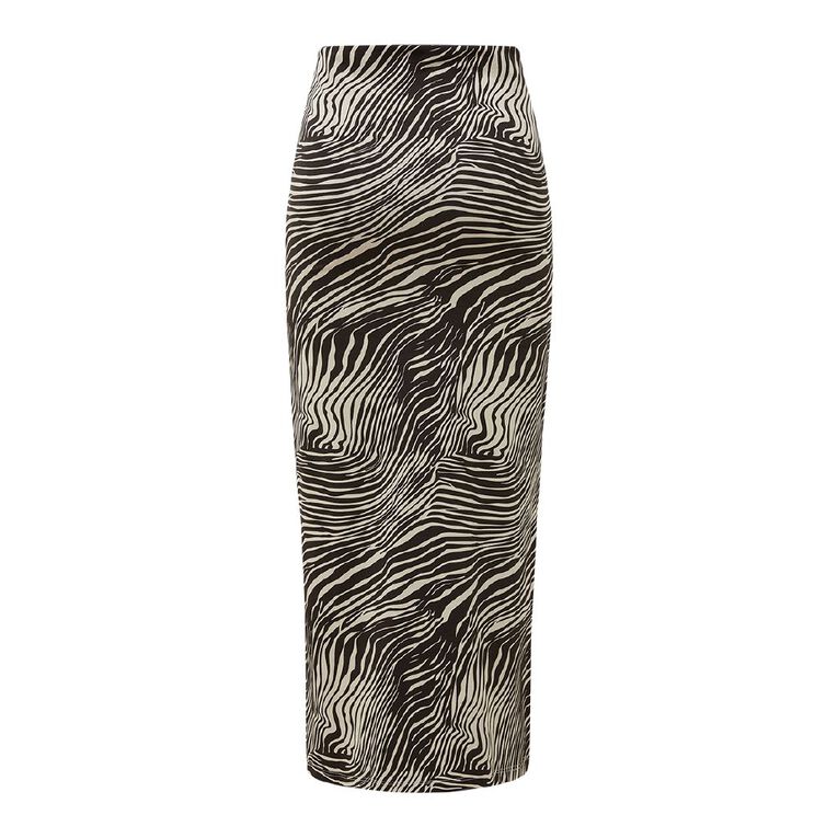 H&H Women's Contour Printed Maxi Skirt, Brown Dark, hi-res