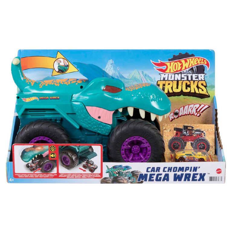 Hot Wheels Monster Trucks Car Chompin Mega T-Rex, , hi-res