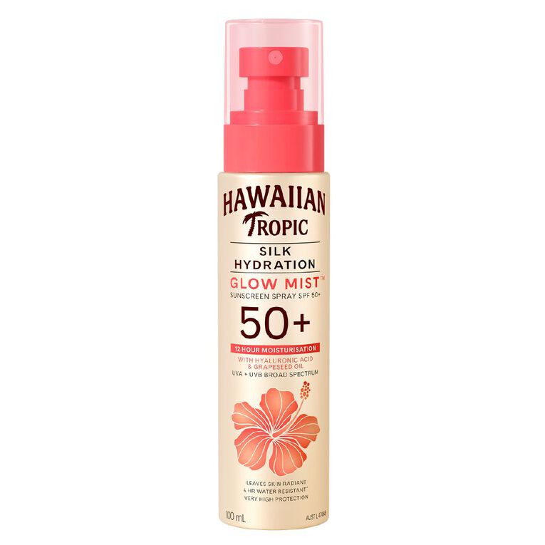 Hawaiian Tropic Glow Mist Sunscreen Spray SPF50+ 100ml, , hi-res