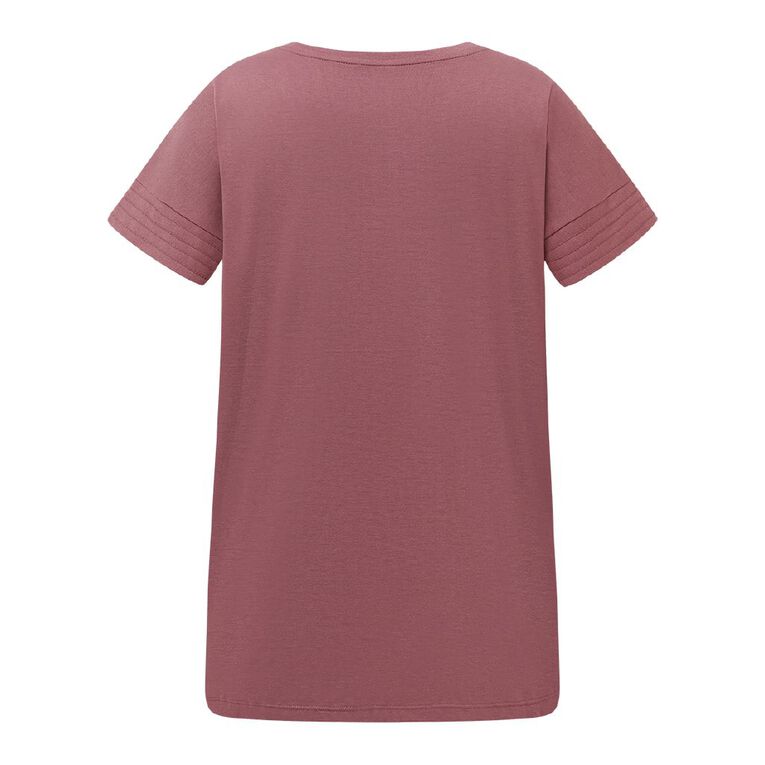 H&H Women's V Neck Drop Shoulder Tunic Top, Pink Mid, hi-res