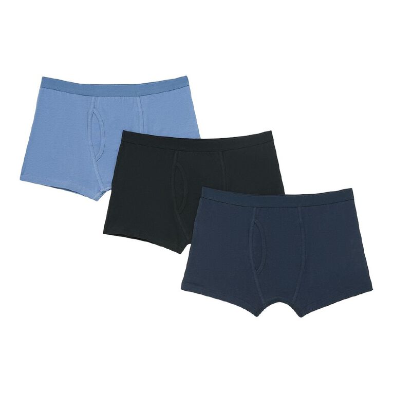 H&H Men's Fly Front Trunks 3 Pack, Blue Dark, hi-res