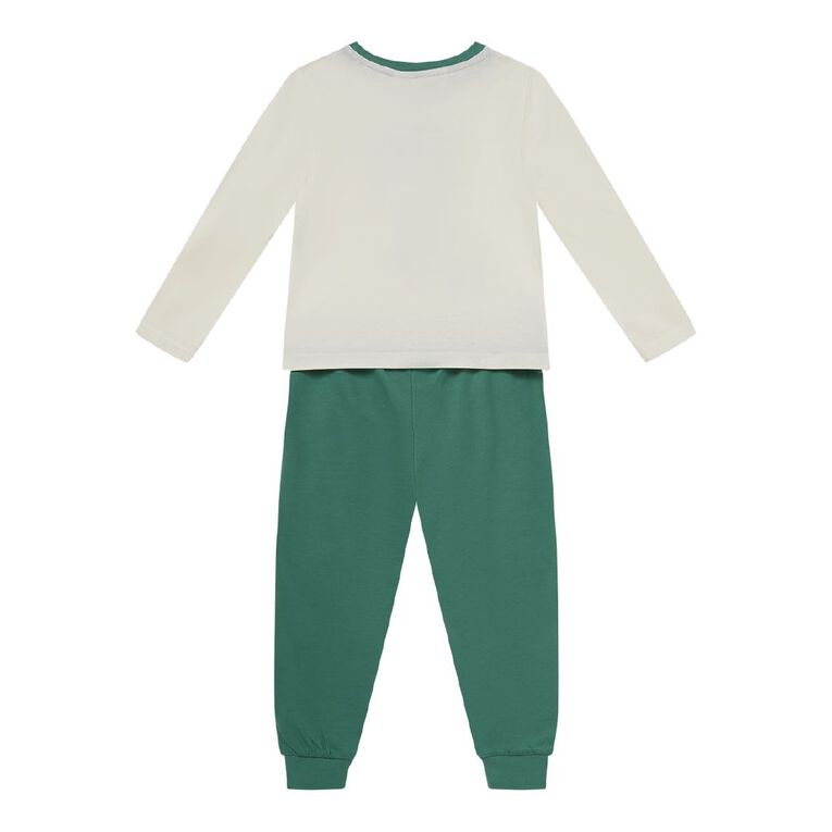 H&H Boy's Knit Longe Sleeve Pyjama Set, Green Mid, hi-res