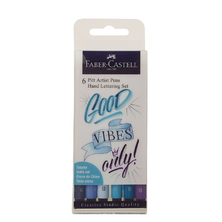 Faber-Castell Pitt Artist Pens Hand Lettering Set Good Vibes 6 Pack, , hi-res