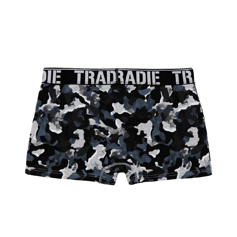 Tradie Men's Trunks 3 Pack, Black/Grey, hi-res