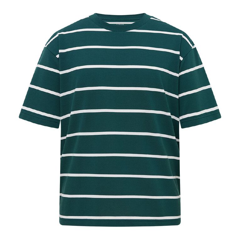 Garage Men's Relaxed Pique Striped Tee, Green Dark, hi-res