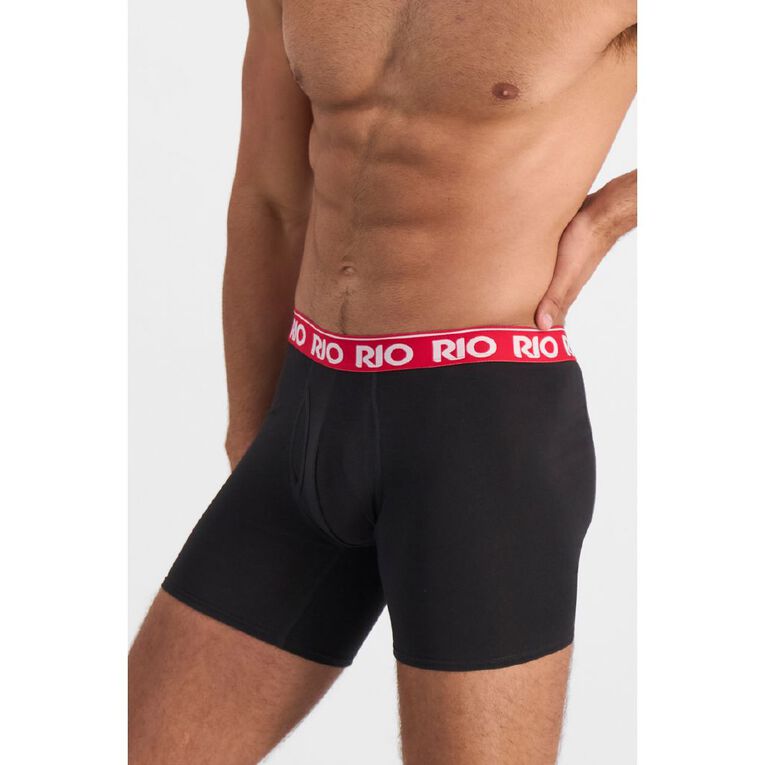 Rio Men's Long Leg Trunks 3 Pack, Black/Grey, hi-res