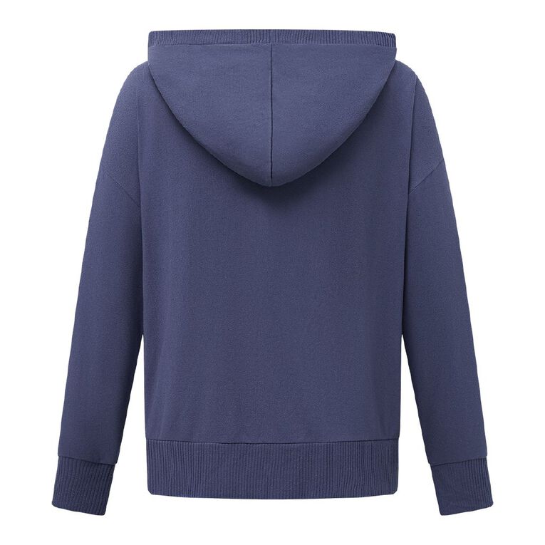 H&H Women's Soft Touch Hooded Pyjamas Top, Blue Dark, hi-res