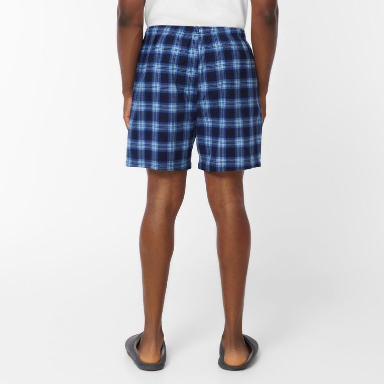 H&H Men's Flanelette Pyjama Shorts, Blue Dark, hi-res