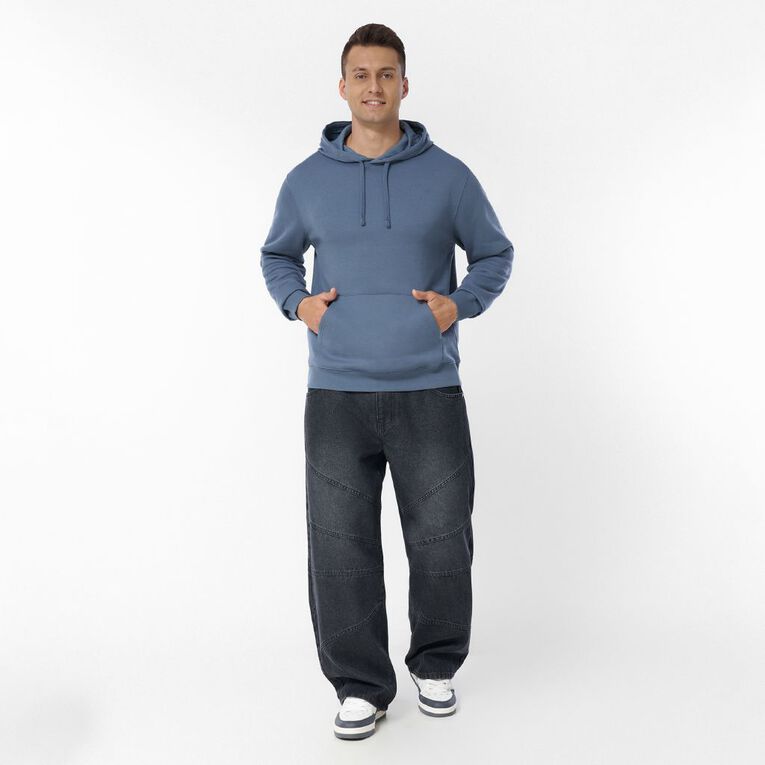 H&H Men's Plain Hoodie Sweatshirt, Blue Mid, hi-res