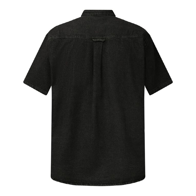 Garage Men's Short Sleeve Denim Shirt, Black, hi-res