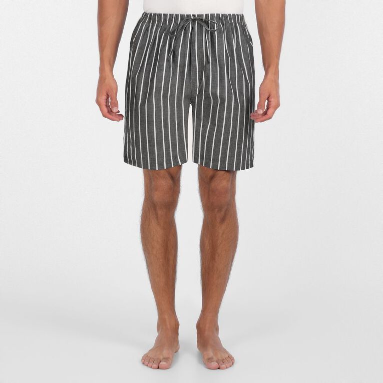 H&H Men's Woven Pyjama Shorts, Black, hi-res
