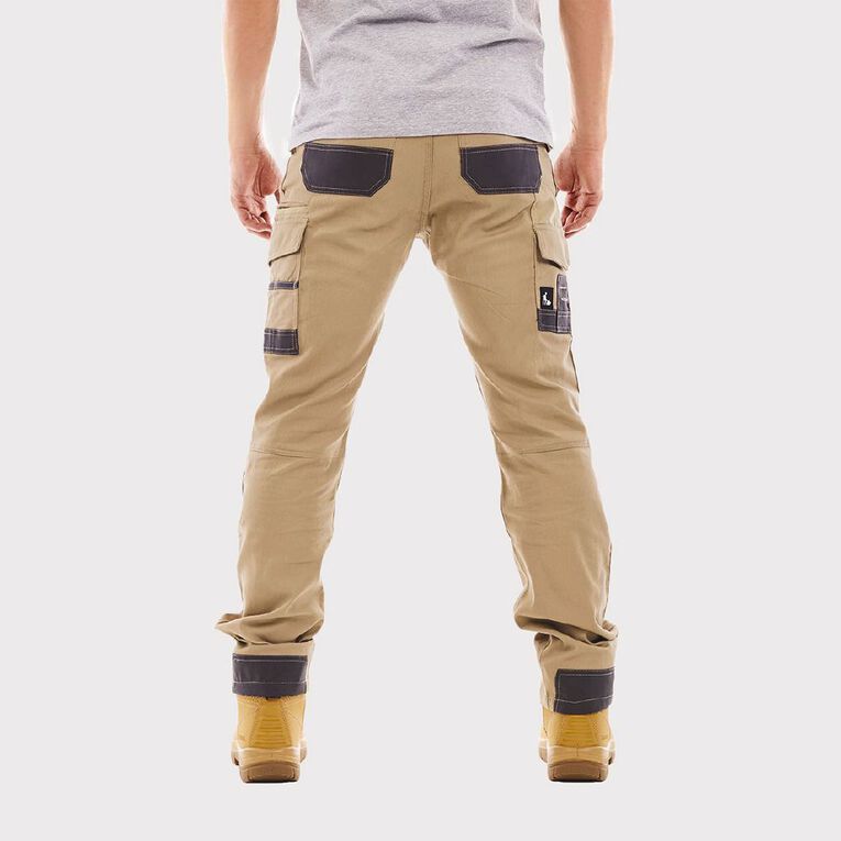 Tradie Men's Slim Fit Flex Cargo Pants, Khaki, hi-res