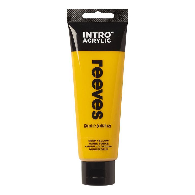 Reeves Intro Acrylic Paint Deep Yellow 100ml, , hi-res