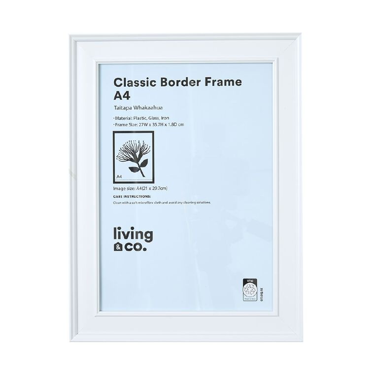 Living & Co Classic Border Frame White A4, , hi-res