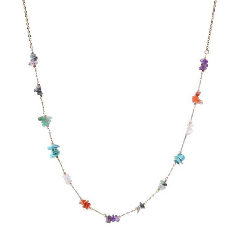 H&H Multi Stone Gold Necklace, , hi-res