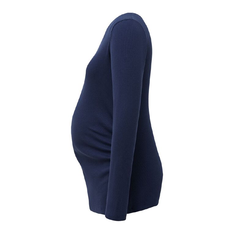 H&H Maternity Long Sleeve Henley Top, Blue Dark, hi-res
