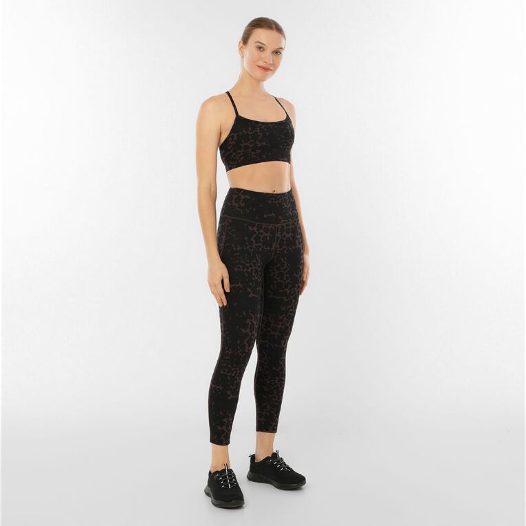 Active Intent Women's Active Printed Ankle Leggings, Brown Dark, hi-res