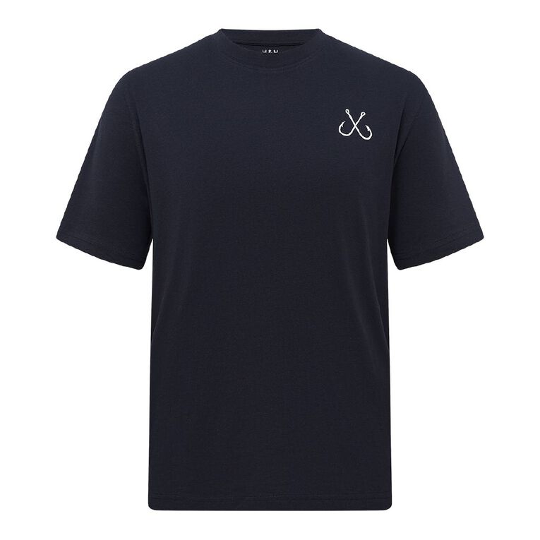 H&H Men's Regular Fit Printed Tee, Navy, hi-res