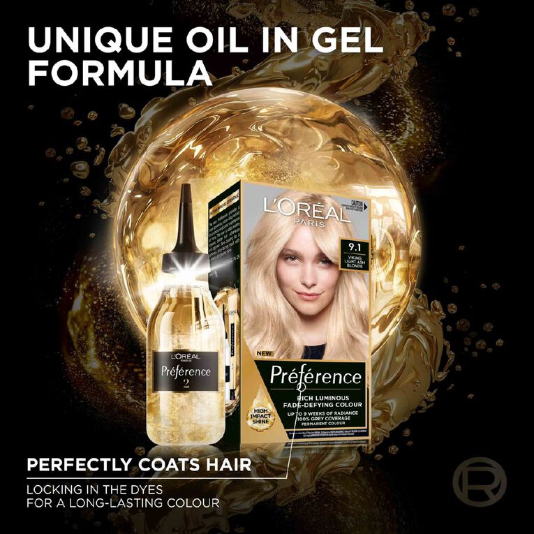L'Oreal Paris Preference Hair Colour Light Ash Blonde 9.1, , hi-res