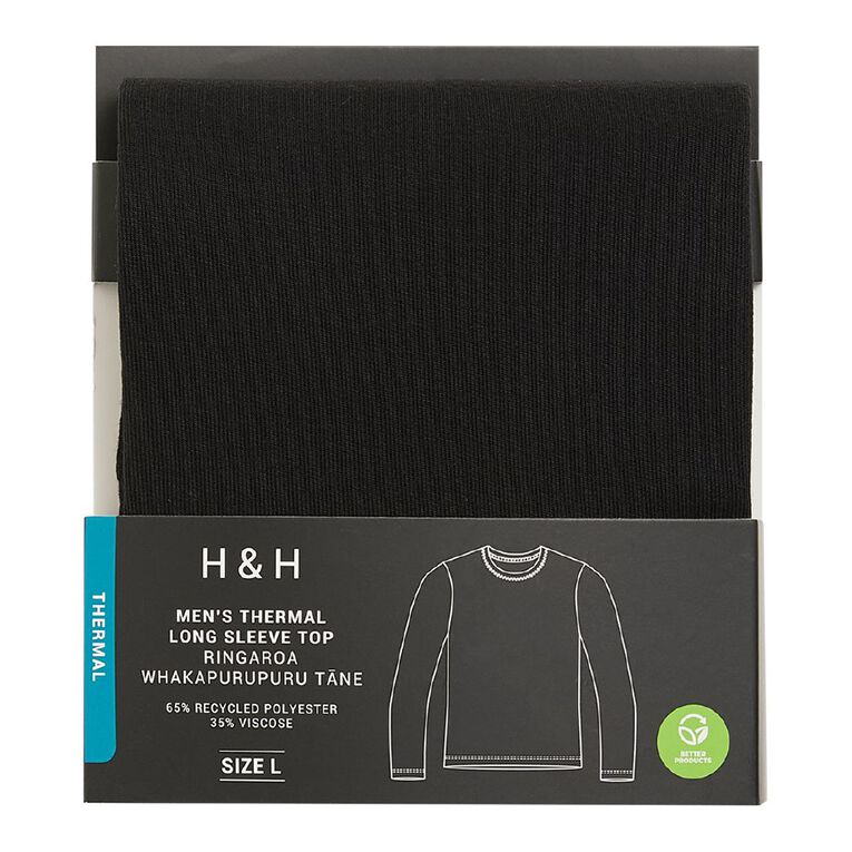 H&H Men's Long Sleeve Thermal Top, Black, hi-res