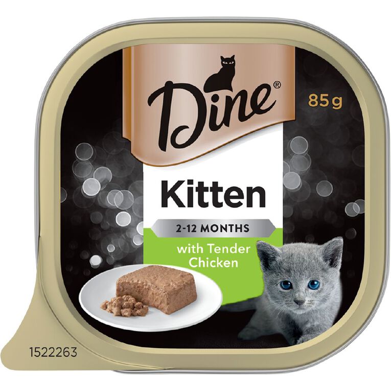 Dine Kitten with Tender Chicken Tray Wet Cat Food 85g, , hi-res