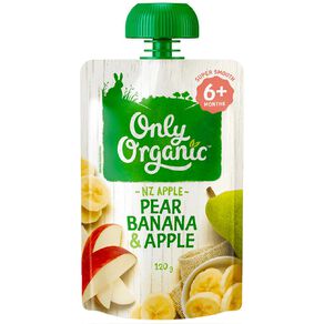Only Organic Pear Banana & Apple Pouch 120g