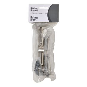 Living & Co Double Bracket Pack For 28mm Conduit Rod Satin 2 Pack Silver