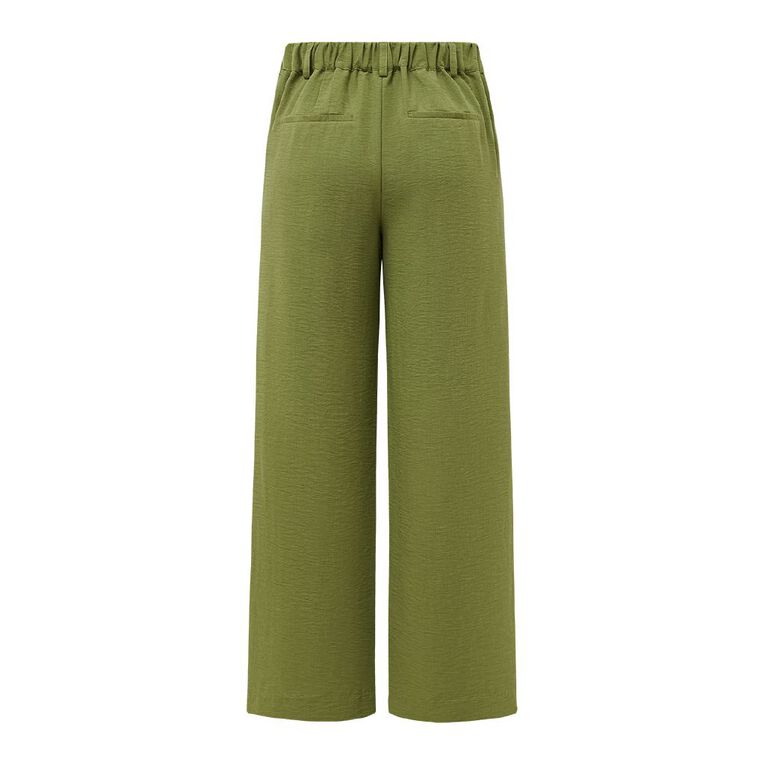 H&H Women's Wide Leg Pleated Pants, Green Mid, hi-res
