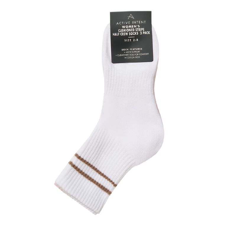 Active Intent Women's Stripe Half Crew Socks 3 Pack, Pink Light, hi-res