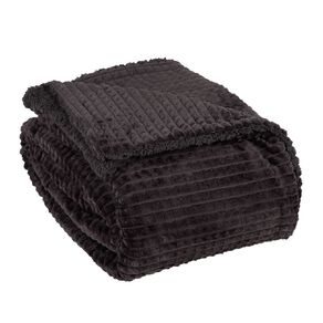 Living & Co Waffle Plush Blanket Rose Grey Queen