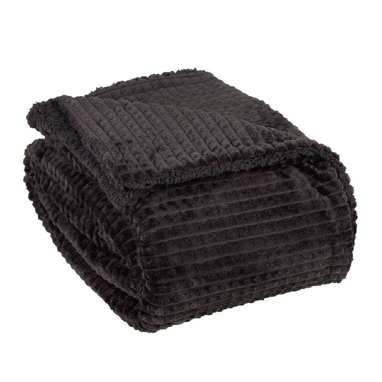 Living & Co Waffle Plush Blanket Rose Grey Queen, , hi-res